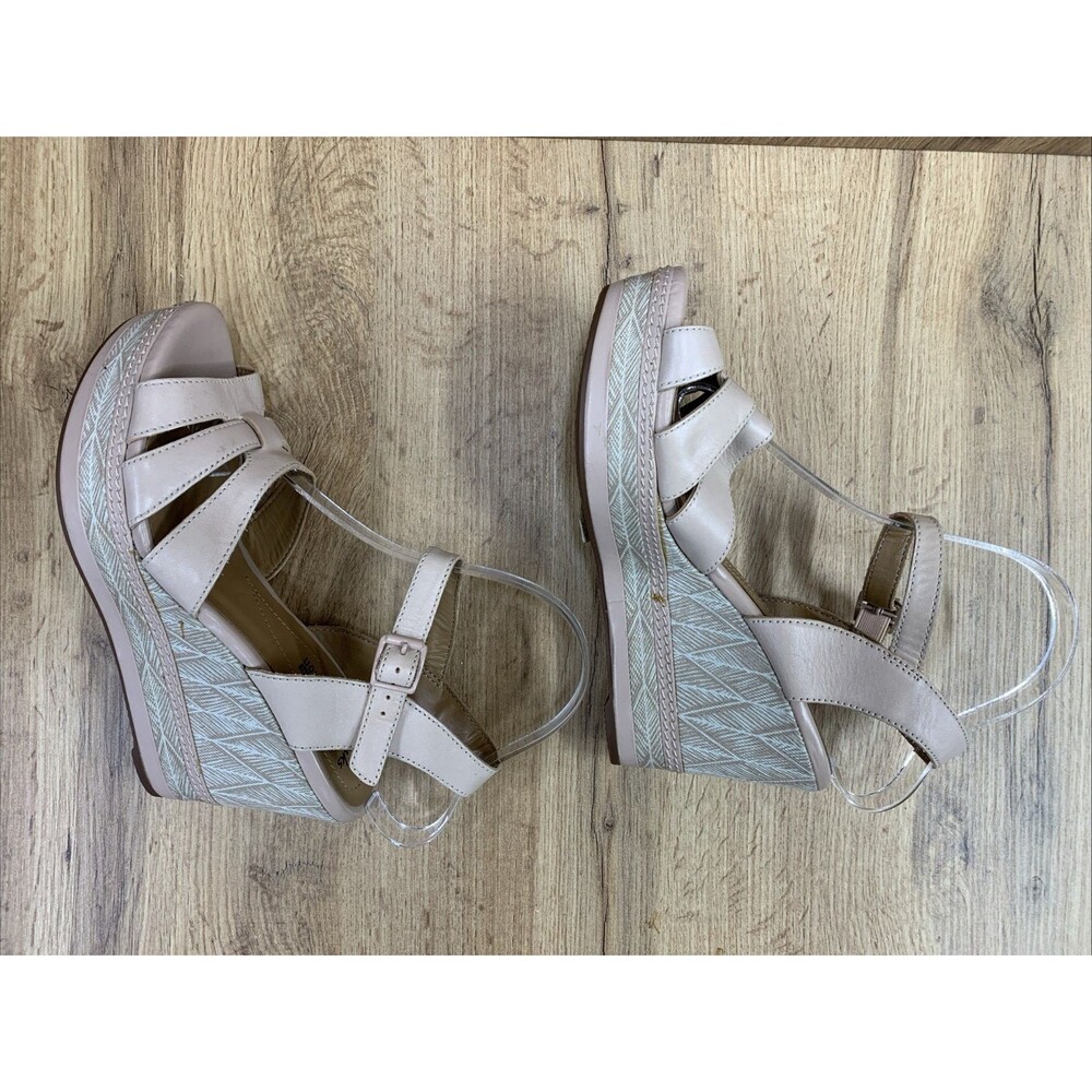 Clarks  Collection Womens  Zia Noble Wedge Heel Shoes Nude Leather  Size 8M - Picture 10 of 16
